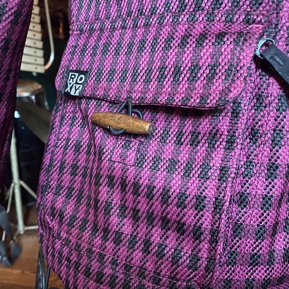 ROXY Pink pattern Snow Jacket with Fur Hood Lining Size Medium - Picture 6 of 9